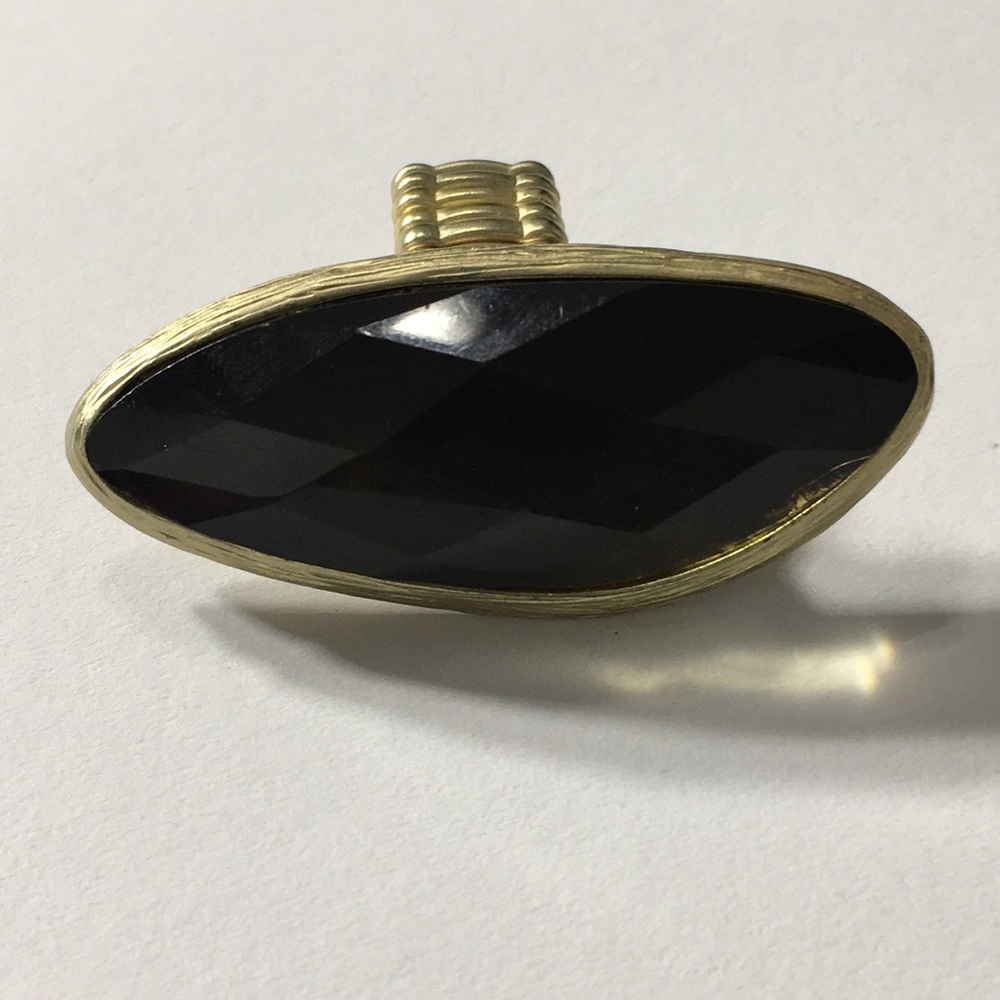 Large Black Stretchable Gold Tone Ring